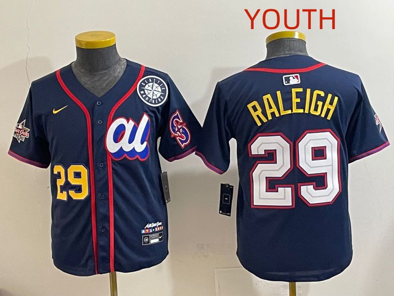 Youth 2025 Seattle Mariners #29 Raleigh Drak Blue All star Nike MLB Jersey style 17->youth mlb jersey->Youth Jersey